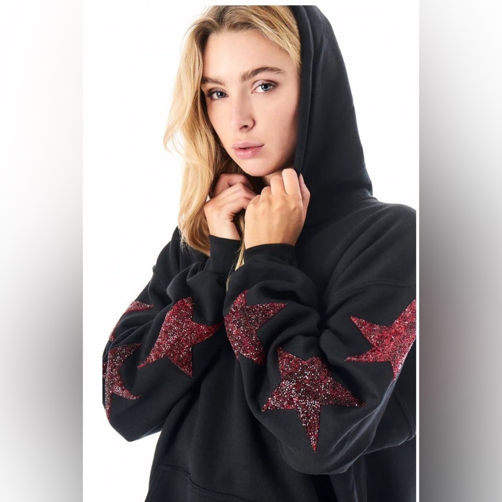 LF/Carmar Denim Oversized Red Star Patch Hoodie